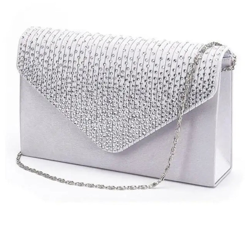 Ladies Satin Clutches Evening Bags Crystal Bling Handbags Wedding Party Purse Envelope Fashion Womens Bags Wallet Clutch Bag Hot