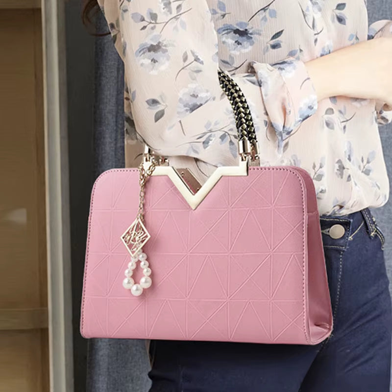 Women Handbag Patchwork Shoulder Messenger Office Work PU Leather Women Bag Ladies Luxury Handbag Vintage Large Shoulder Bag