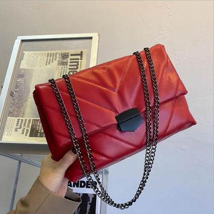 New Casual Chain Crossbody Bags for Women Fashion Simple Shoulder Bag Ladies Designer Handbags PU Leather Messenger Bags