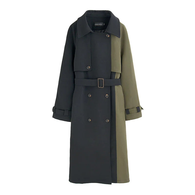European American Top Quality Autumn Spring Trench Coat Women Long Coat Simple Chic Classic Female Windbreaker FY112