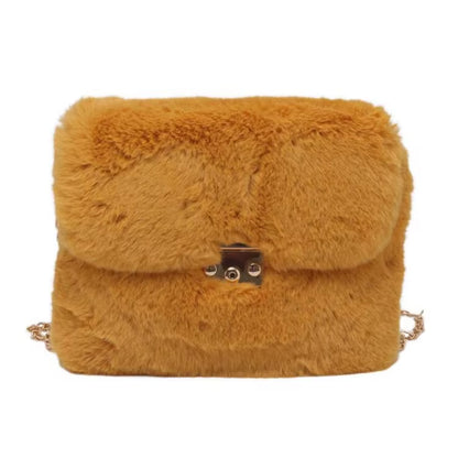 New Winter Plush Shoulder Bag Faux Fur Crossbody Bags for Women Chain Fashion Design Handbag Female Cross Body