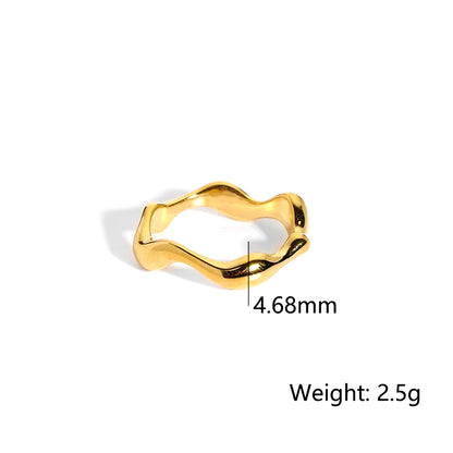 High Quality Waterproof Stainless Steel Wave Signet Rings for Ladies Tarnish Free Jewelry Dainty Thin Bold Rings Gift