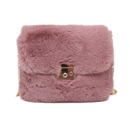 New Winter Plush Shoulder Bag Faux Fur Crossbody Bags for Women Chain Fashion Design Handbag Female Cross Body