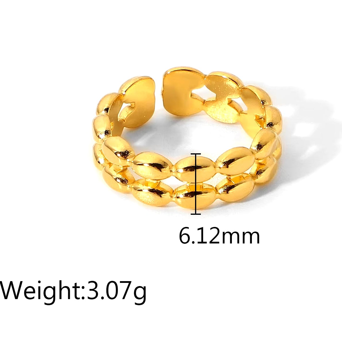 Uworld Vintage 18K Gold Malachite Statement Open Ring Waterproof 18K PVD Gold Plated Stainless Steel Bague Femme Acier Inoxydabl